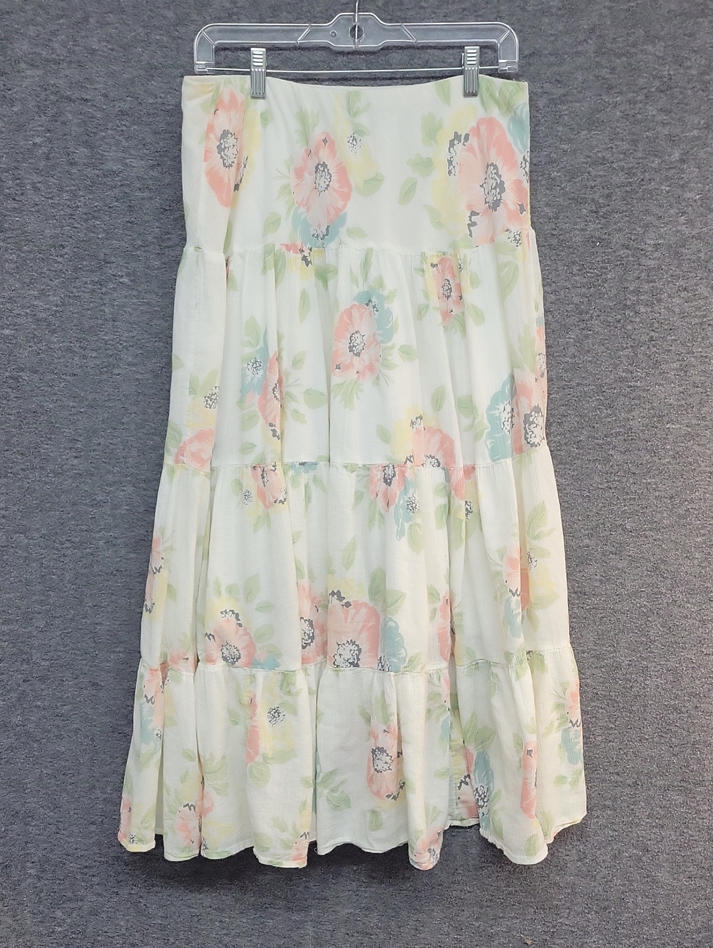 Chaps Floral Tiered Skirt Cotton Womens Size M